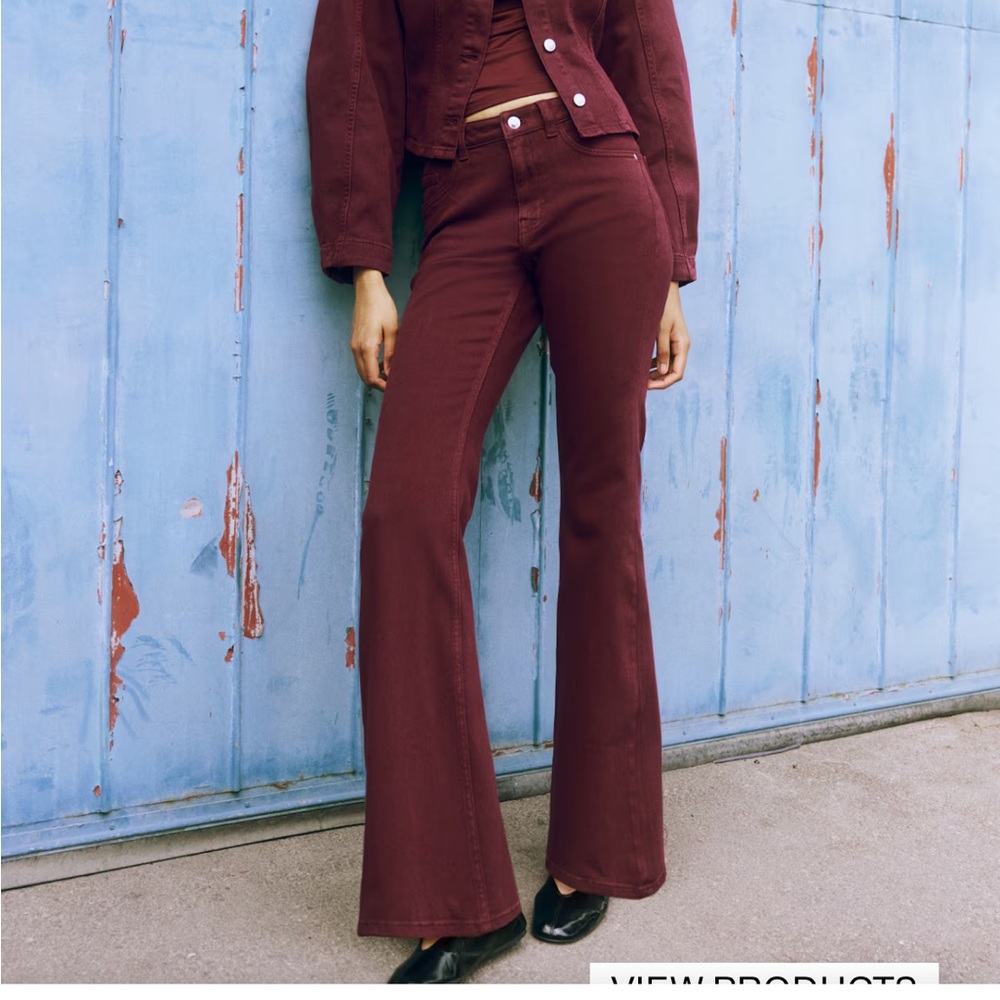 H&M Burgundy High Flare Jeans
